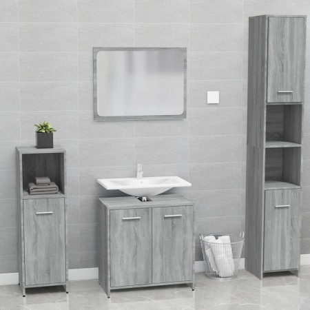 Set de muebles de baño madera contrachapada gris Sonoma de vidaXL, Muebles de baño - Ref: Foro24-815529, Precio: 58,02 €, Des...