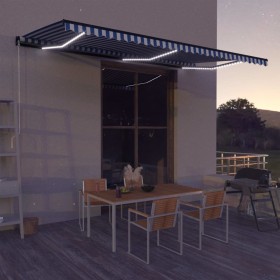 Manual retractable awning with blue and white LED light 600x300 cm by vidaXL, Awnings - Ref: Foro24-3051272, Price: 494,99 €,...