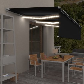 Manual retractable awning with blind and anthracite LED 6x3 m by vidaXL, Awnings - Ref: Foro24-3069364, Price: 573,99 €, Disc...