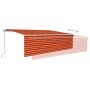 Toldo retráctil manual con persiana y LED naranja y marrón 5x3m de vidaXL, Toldos - Ref: Foro24-3069345, Precio: 469,32 €, De...