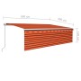 Manual retractable awning with blind and orange and brown LED 5x3m by vidaXL, Awnings - Ref: Foro24-3069345, Price: 459,17 €,...