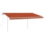 Toldo manual retráctil con luz LED naranja y marrón 4,5x3 m de vidaXL, Toldos - Ref: Foro24-3069965, Precio: 470,25 €, Descue...