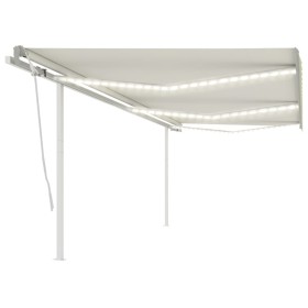 Manual retractable awning with cream LED light 6x3 m by vidaXL, Awnings - Ref: Foro24-3070002, Price: 664,25 €, Discount: %