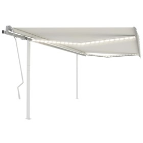 Manual retractable awning with cream LED 4.5x3.5 m by vidaXL, Awnings - Ref: Foro24-3070042, Price: 495,50 €, Discount: %