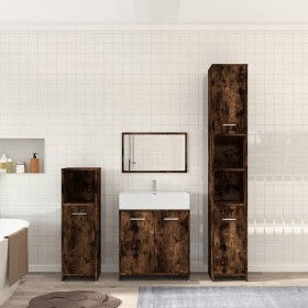 4-piece bathroom furniture set smoked oak plywood by vidaXL, Bathroom furniture - Ref: Foro24-3154403, Price: 160,35 €, Disco...