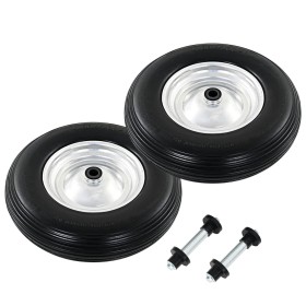 Ruedas de carretillas 2 uds con ejes macizo PU 4.00-8 390 mm de vidaXL, Montacargas, grúas y carritos - Ref: Foro24-142979, P...