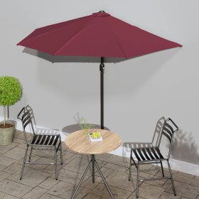 Burgundy aluminum semicircular balcony umbrella 270x144x222 cm by vidaXL, Umbrellas - Ref: Foro24-312498, Price: 47,52 €, Dis...