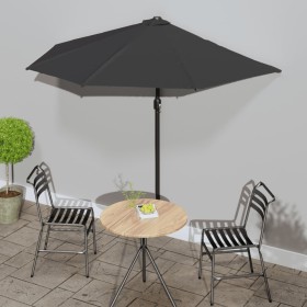 Semicircular balcony umbrella with black aluminum stick 270x144x222cm by vidaXL, Umbrellas - Ref: Foro24-312500, Price: 47,99...