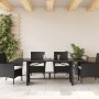 Garden table with black PE rattan surface and glass top, measuring 190x80x75 cm. by vidaXL, Garden tables - Ref: Foro24-36560...