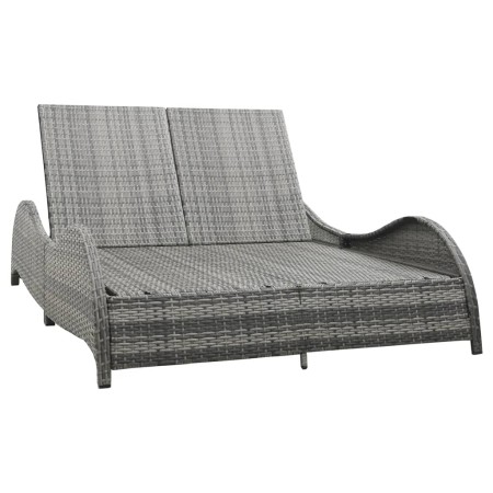 Tumbona doble con cojín ratán sintético gris antracita de vidaXL, Camas para exteriores - Ref: Foro24-49495, Precio: 355,99 €...