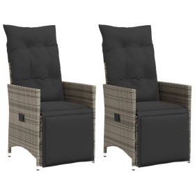 Reclining garden armchairs and 2 gray synthetic rattan cushions by vidaXL, Garden chairs - Ref: Foro24-365668, Price: 272,69 ...