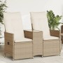 Sofá de jardín reclinable de 2 plazas con mesa ratán PE beige de vidaXL, Sofás de exterior - Ref: Foro24-365713, Precio: 244,...