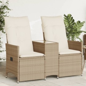 Reclining 2-seater garden sofa with beige PE rattan table by vidaXL, Outdoor sofas - Ref: Foro24-365713, Price: 244,99 €, Dis...