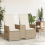 Reclining 2-seater garden sofa with beige PE rattan table by vidaXL, Outdoor sofas - Ref: Foro24-365713, Price: 244,36 €, Dis...