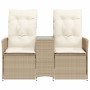 Reclining 2-seater garden sofa with beige PE rattan table by vidaXL, Outdoor sofas - Ref: Foro24-365713, Price: 244,36 €, Dis...