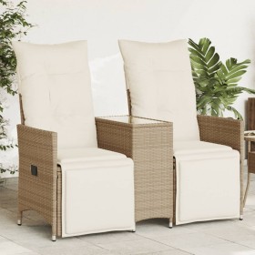 Reclining 2-seater garden sofa with beige PE rattan table by vidaXL, Outdoor sofas - Ref: Foro24-365718, Price: 267,99 €, Dis...