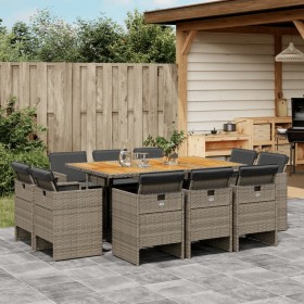 11-piece garden dining set with gray synthetic rattan cushions by vidaXL, Garden sets - Ref: Foro24-3277801, Price: 758,67 €,...