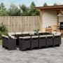 Garten-Esszimmergarnitur mit Kissen 15-teilig synthetisches Rattan schwarz von vidaXL, Gartensets - Ref: Foro24-3277817, Prei...