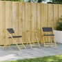 3-teiliges faltbares Bistro-Set aus Bambus mit dunkelgrauen Kissen von vidaXL, Gartensets - Ref: Foro24-365874, Preis: 176,81...