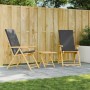 Folding bamboo bistro chairs 2 units with dark gray cushions by vidaXL, Garden chairs - Ref: Foro24-365876, Price: 209,12 €, ...