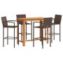 Garden table and 5-piece set of acacia wood and brown PE rattan stools. by vidaXL, Garden sets - Ref: Foro24-3295288, Price: ...