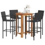 Garden table and 5-piece set of acacia wood and black PE rattan stools by vidaXL, Garden sets - Ref: Foro24-3295276, Price: 3...