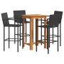 Garden table and 5-piece set of acacia wood and black PE rattan stools by vidaXL, Garden sets - Ref: Foro24-3295276, Price: 3...