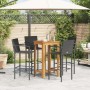 5 Stk. Gartentisch und Hocker Akazienholz Rattan PE schwarz von vidaXL, Gartensets - Ref: Foro24-3295276, Preis: 330,78 €, Ra...