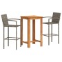 Garden table and 3-piece set of acacia wood and gray PE rattan stools. by vidaXL, Garden sets - Ref: Foro24-3295274, Price: 2...