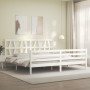 Double bed frame with white solid wood headboard by vidaXL, Beds and slatted bases - Ref: Foro24-3194392, Price: 154,54 €, Di...