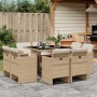 9-teiliges Garten-Esszimmer-Set mit Kissen synthetisches Rattan beige von vidaXL, Gartensets - Ref: Foro24-3277785, Preis: 56...