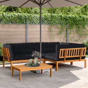 Set aus Gartenpaletten-Sofas und -Kissen 4 Stück Akazienholz von vidaXL, Outdoor-Sofas - Ref: Foro24-3209490, Preis: 657,99 €...