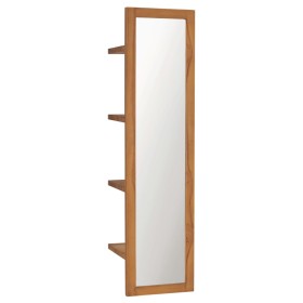 Espejo de pared con estantes madera de teca maciza 30x30x120 cm de vidaXL, Espejos - Ref: Foro24-289070, Precio: 131,99 €, De...