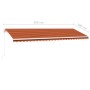 Manual retractable awning with orange and brown LED light 500x300 cm by vidaXL, Awnings - Ref: Foro24-3069585, Price: 538,73 ...