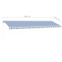 Manual retractable awning with blue and white LED light 600x300 cm by vidaXL, Awnings - Ref: Foro24-3069601, Price: 635,02 €,...