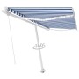 Manual retractable awning with blue and white LED light 450x350 cm by vidaXL, Awnings - Ref: Foro24-3069641, Price: 514,36 €,...