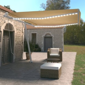 Toldo manual retráctil con luz LED amarillo y blanco 450x350 cm de vidaXL, Toldos - Ref: Foro24-3069643, Precio: 524,10 €, De...