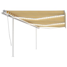 Manual retractable awning with yellow and white LED light 6x3 m by vidaXL, Awnings - Ref: Foro24-3070003, Price: 664,17 €, Di...