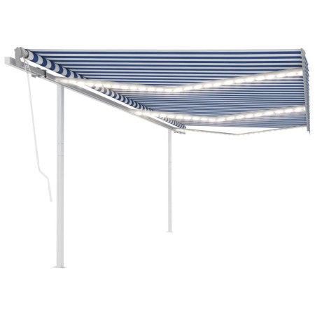 Toldo retráctil manual con luz LED azul y blanco 6x3 m de vidaXL, Toldos - Ref: Foro24-3070001, Precio: 653,99 €, Descuento: %