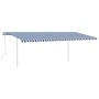 Toldo retráctil manual con luz LED azul y blanco 6x3 m de vidaXL, Toldos - Ref: Foro24-3070001, Precio: 664,53 €, Descuento: %