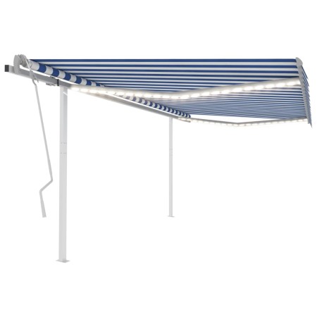 Manual retractable awning with blue and white LED 4.5x3.5 m by vidaXL, Awnings - Ref: Foro24-3070041, Price: 496,33 €, Discou...