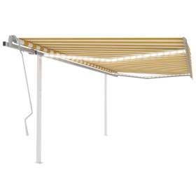 Manual retractable awning with yellow and white LED 4.5x3.5 m by vidaXL, Awnings - Ref: Foro24-3070043, Price: 475,60 €, Disc...