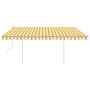 Manual retractable awning with yellow and white LED 4.5x3.5 m by vidaXL, Awnings - Ref: Foro24-3070043, Price: 496,81 €, Disc...