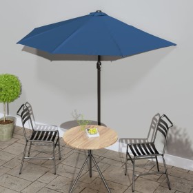 Sombrilla balcón semicircular palo aluminio azul 270x144x222 cm de vidaXL, Sombrillas - Ref: Foro24-312501, Precio: 49,08 €, ...