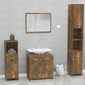 Set de muebles de baño madera contrachapada color roble ahumado de vidaXL, Muebles de baño - Ref: Foro24-815528, Precio: 64,8...