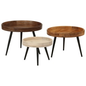 Round coffee tables 3 pcs solid mango wood by vidaXL, Side tables - Ref: Foro24-352033, Price: 236,99 €, Discount: %