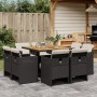 9-teiliges Garten-Essset und schwarze Kissen aus synthetischem Rattan von vidaXL, Gartensets - Ref: Foro24-3277790, Preis: 56...