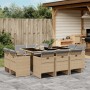 11-teiliges Garten-Essset mit beigen Kissen aus synthetischem Rattan von vidaXL, Gartensets - Ref: Foro24-3277799, Preis: 736...