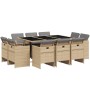 Set comedor de jardín 11 pzas con cojines ratán sintético beige de vidaXL, Conjuntos de jardín - Ref: Foro24-3277799, Precio:...