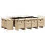 Set comedor de jardín con cojines 13 pzas ratán sintético beige de vidaXL, Conjuntos de jardín - Ref: Foro24-3277809, Precio:...